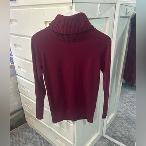 Loft Turtleneck Deep Ruby Red Knit Sweater Burgundy Holiday Classic Top✨